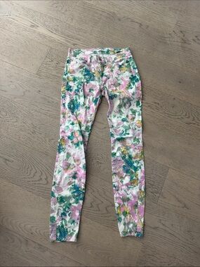 7 For All Mankind Floral Skinny Jeans - Pink, Green & Yellow